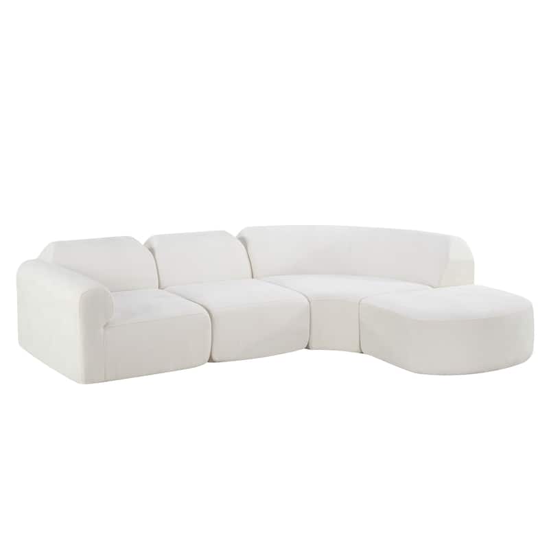 Christopher Knight Home - Modern Upholstered Curved Sectional Sofa with Deep Seat Ottoman
