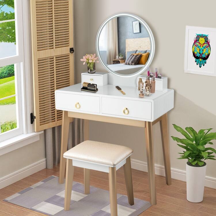 Set 3 Makeup Vanity Table Color Lighting Jewelry Divider Dressing Table - 52.5" x 31.5" x 16" (L x W x H)