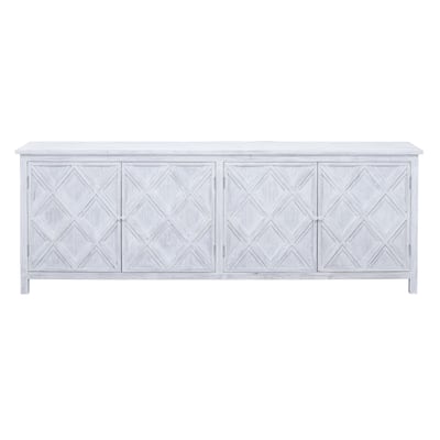 Kendra 94" Reclaimed Pine White Washed Painted Carved Sideboard