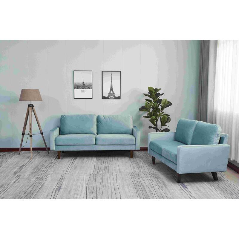 Velvet 2 Piece Loveseat and Sofa Living Room Set