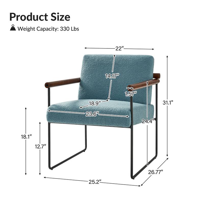 Justo Modern Accent Armchair with Metal Base and Removable Cushion Set Of 2 By HULALA HOME