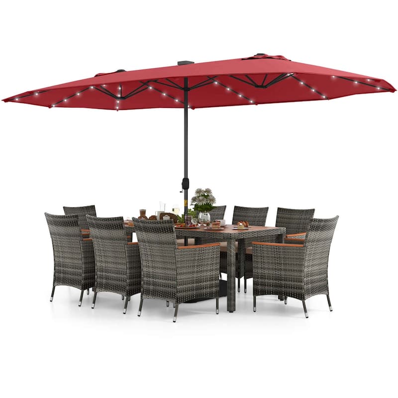 Costway 11 PCS Patio Dining Set with 15 ft Double-Sided Patio Umbrella - See Details