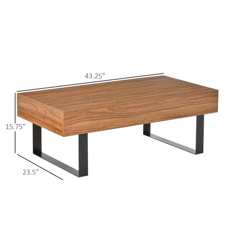 HOMCOM Industrial Coffee Table with Drawer, Functional Table w/ Metal Legs, for Living Room Office
