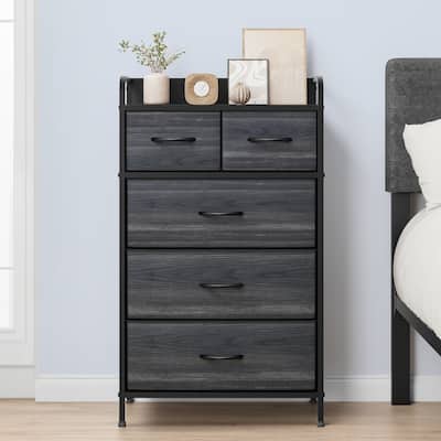 Moasis 5/6/8-drawer Fabric Dresser Bedroom Storage Tower with Wood Grain