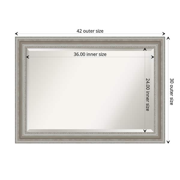 dimension image slide 5 of 6, Beveled Bathroom Wall Mirror - Parlor Silver Frame