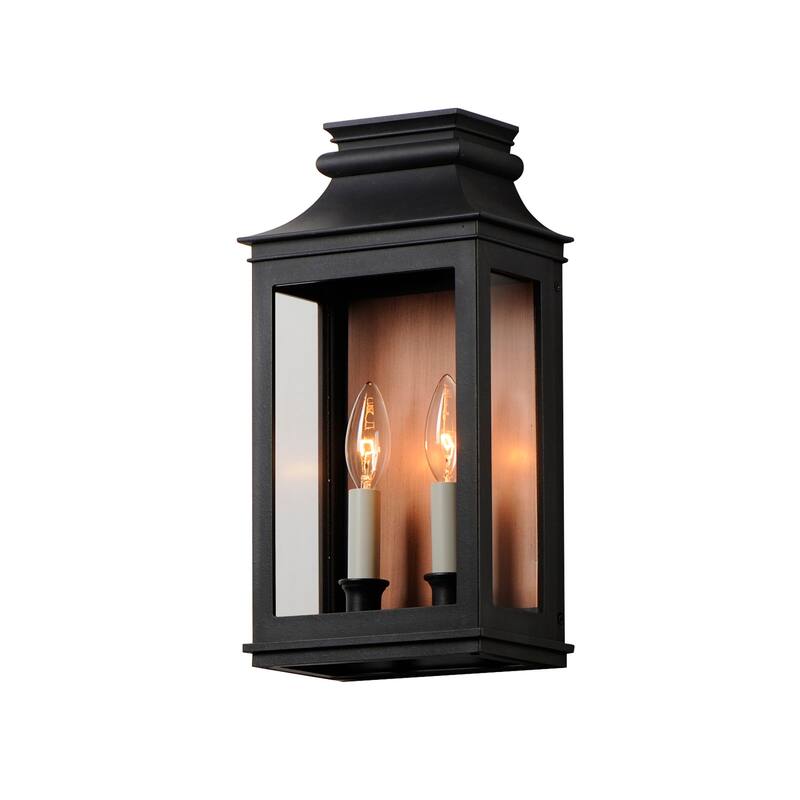 Maxim 40914CL Savannah 2 Light 15" Tall Outdoor Wall Sconce with Clear - Antique Copper / Black Oxide