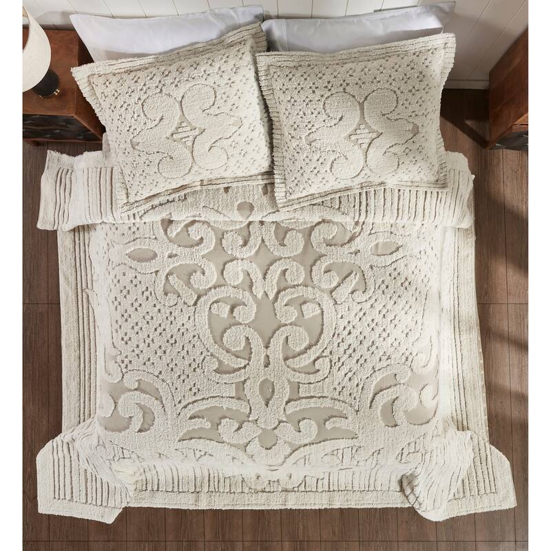 Better Trends Chenille Bedspread Set with Sham Medallion Design 100% Cotton Soft Machine Washable Tufted Ashton Collection