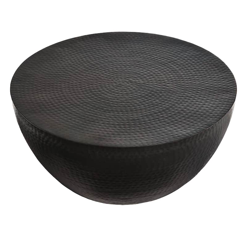 Mella 32 Inch Metal Hammered Coffee Table