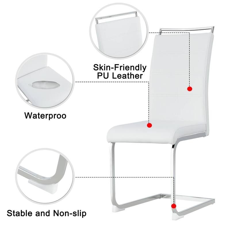 4PCS Dining Chairs, PU Faux Leather High Back Upholstered Side Chair