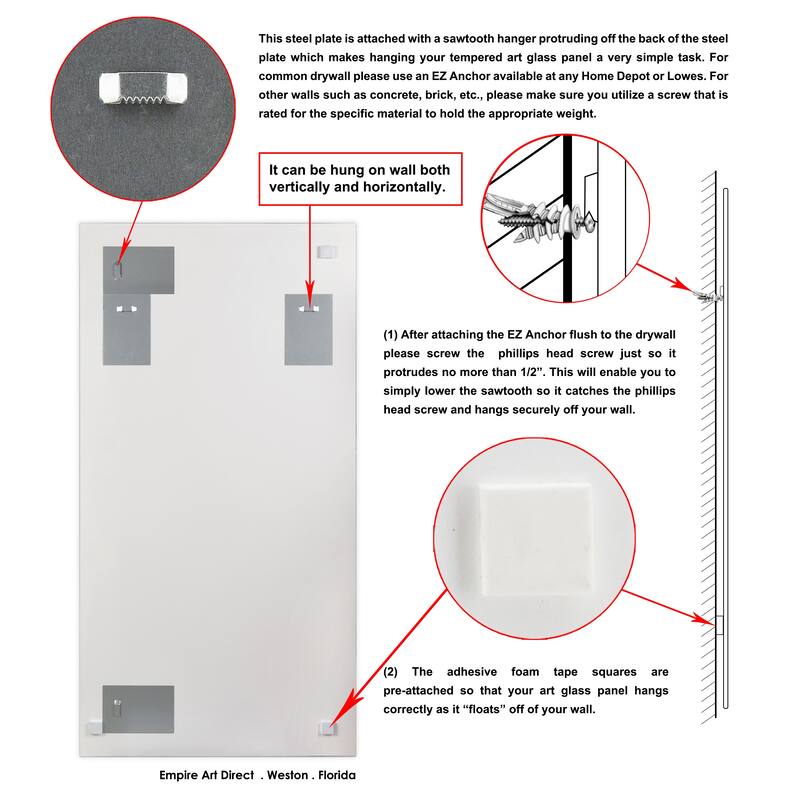 "Subtle Blue"Abstract Rectangular Beveled Wall Mirror on Free Floating Tempered Glass - Multi