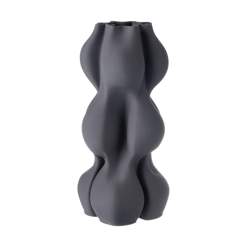 Geometric Ceramic Standing Vase - 13" - Elephant Gray