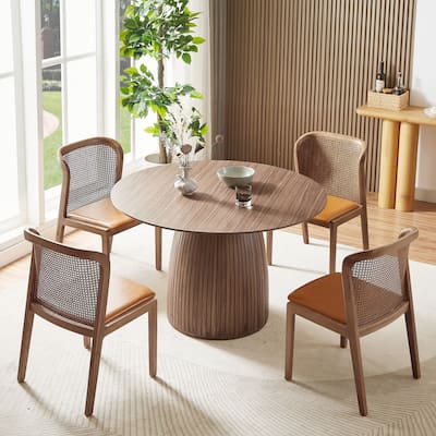 Round Dining Table Kitchen Table Small Space Dining Table MDF for 4-6 People - D 47.24" x H 49.63"
