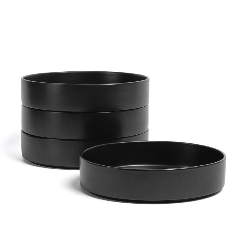 over&back Stackable 40oz Semi-Matte Stoneware Dinner Bowls - Black