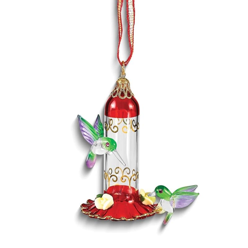 Curata Glass Baron Hummingbird Feeder Handcrafted Glass Ornament