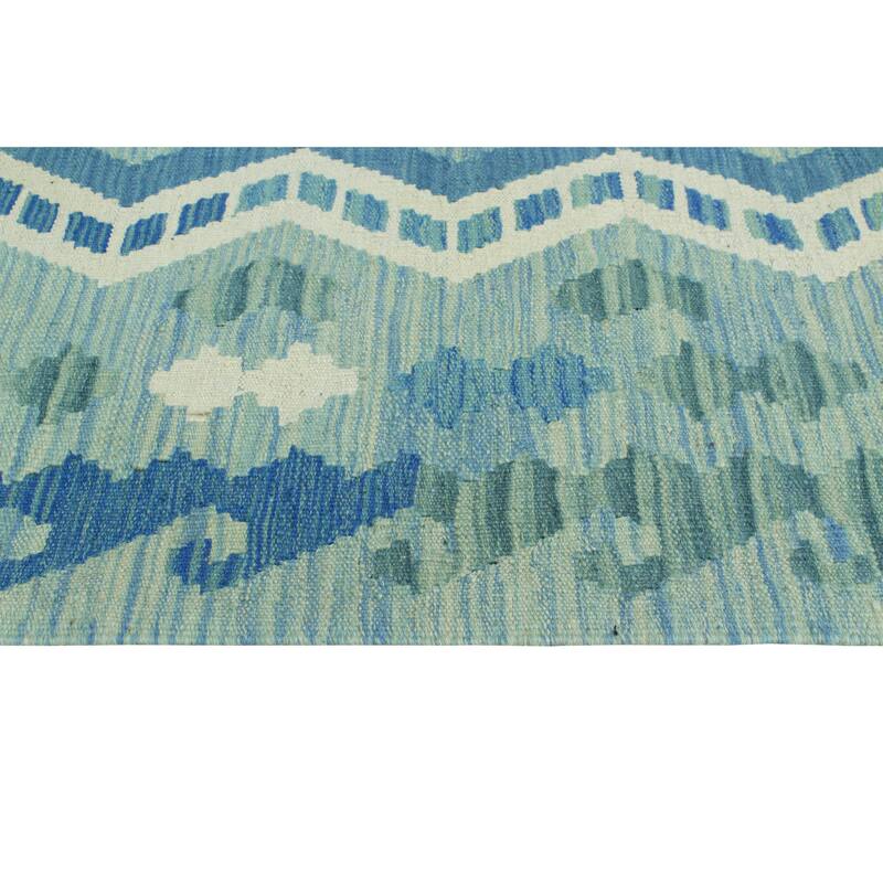 Modern Flatweave Nazy Blue/Ivory Rug - 5'7" x 7'10"