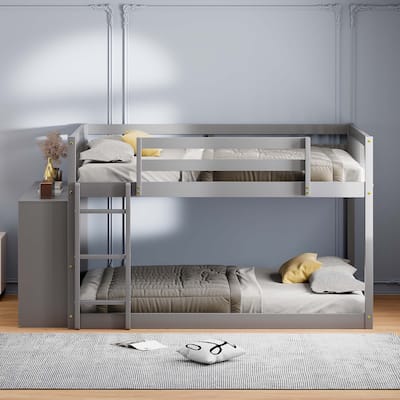 Full over Full Bunk Bed with 4 Drawers and 3 Shelves