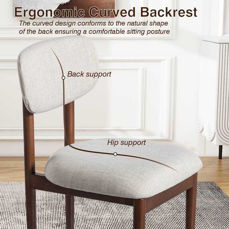 Modern Upholstered Dining Chair with Solid Wood Legs Side Chair for Kitchen Dining Room Living Room (Set of 2)