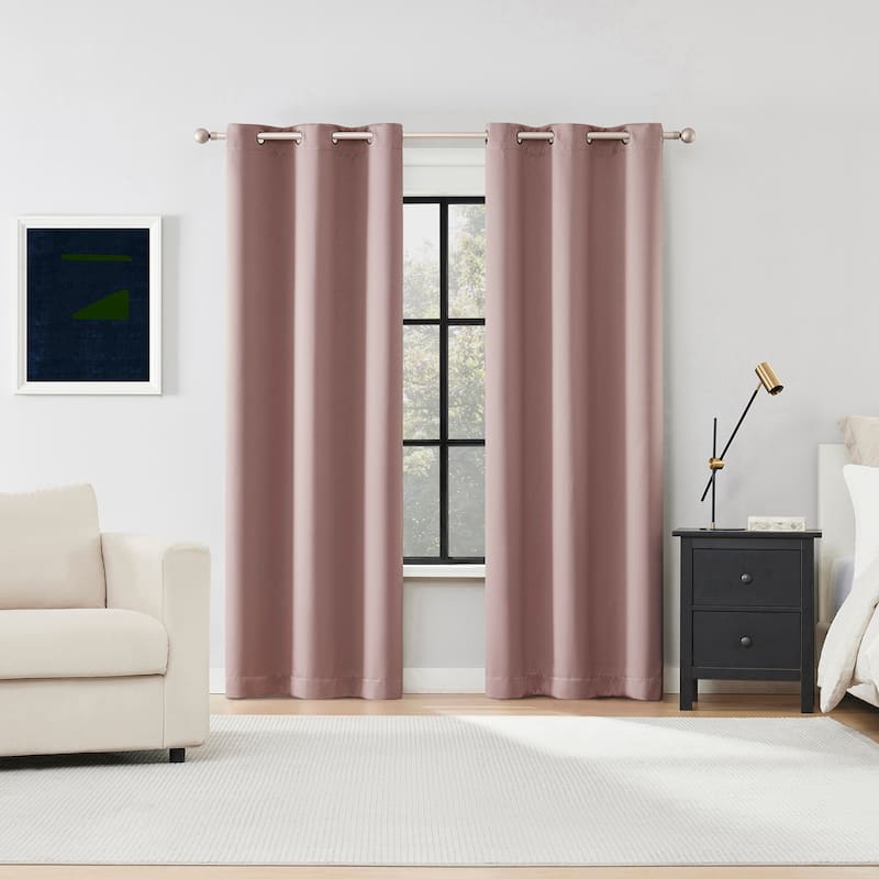 Sun Zero Sheridan Dual-Sided Magnetic Closure Total Blackout Grommet 2-Piece Curtain Panel Pair
