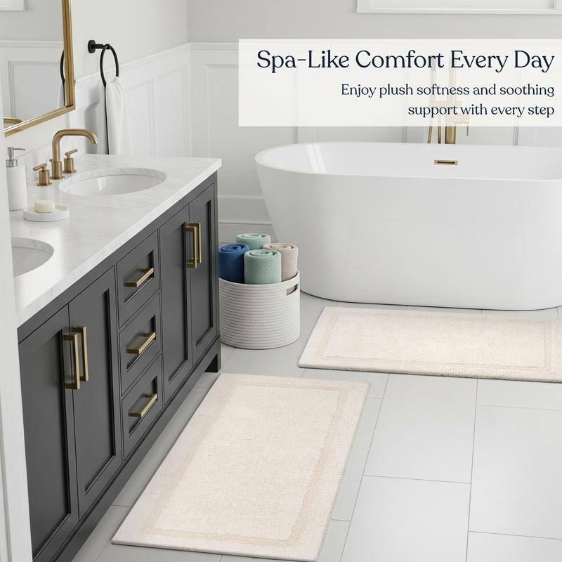 Delara Organic Cotton Reversible Bath Mat, 3000 GSM, GOTS Certified, Ultra-Thick & Super Absorbent, Quick-Drying Bathroom Rug
