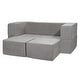 preview thumbnail 1 of 8, Grey Chenille Kids Modular Couch with Foam Blocks and Safe Zippers - 39.37” L x 39.37” W x 7.87” H Grey