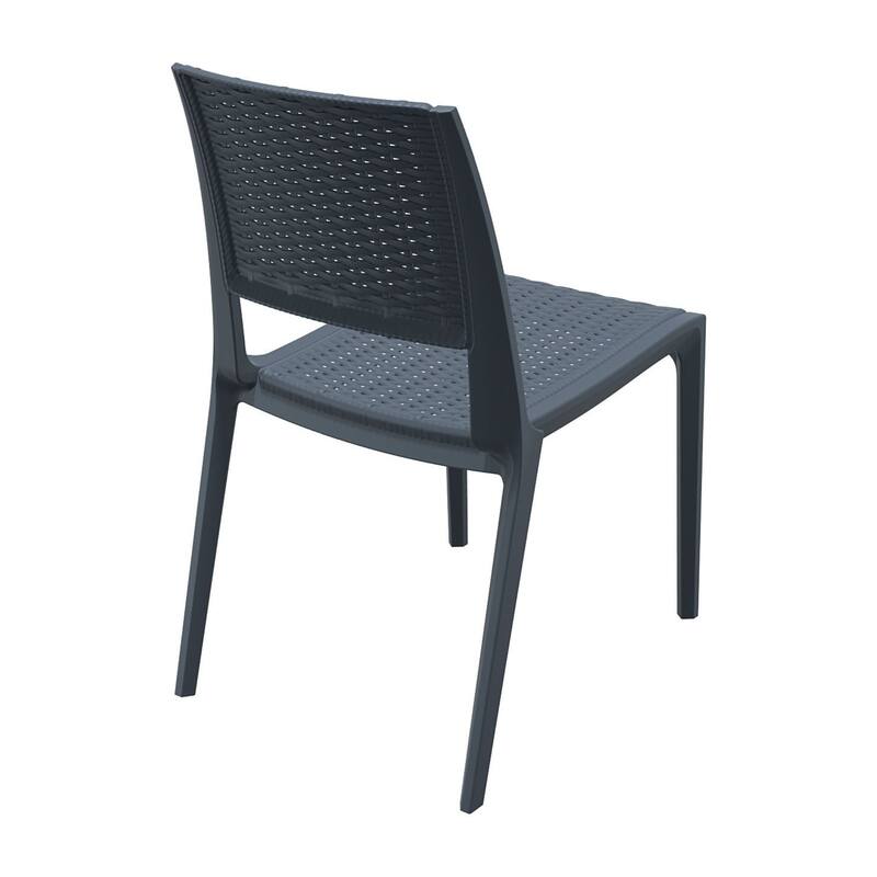 34" Gray Outdoor Patio Wickerlook Dining Chair