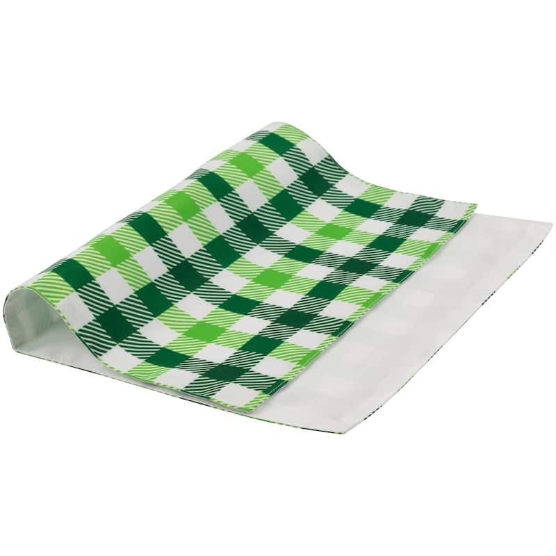 Set of 4 Green and White Checkered Printed Placemats 18"