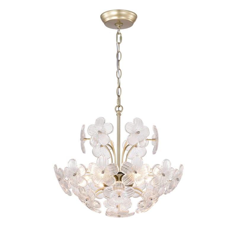 Rosa Modern 6-Light 17.7" Glam Clear Glass Flower Chandelier