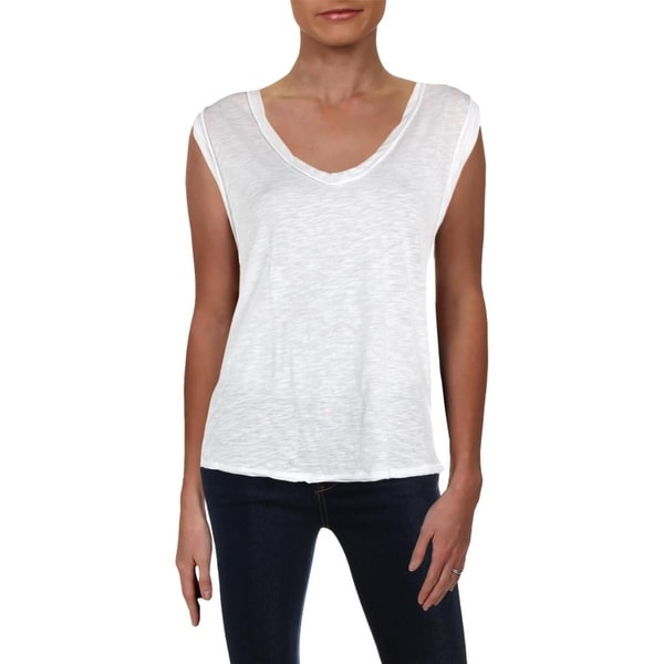 Free People Womens Deep V Neck Basic T-Shirt