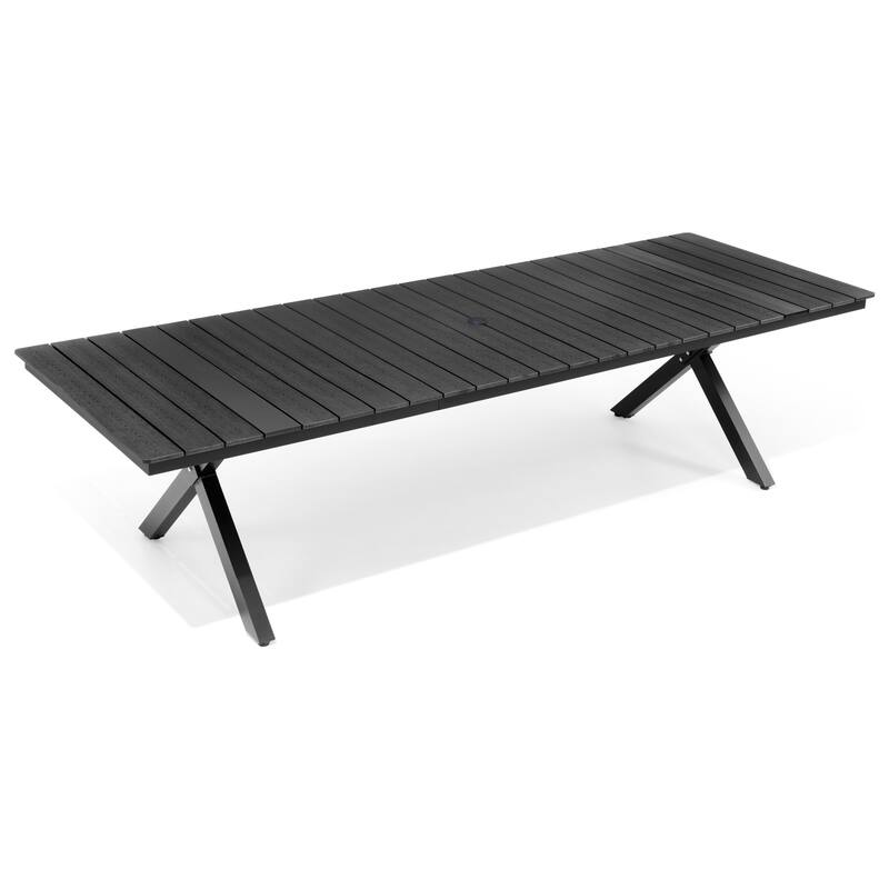 Pellebant Aluminum Rectangular Outdoor Patio Dining Table with Umbrella Hole