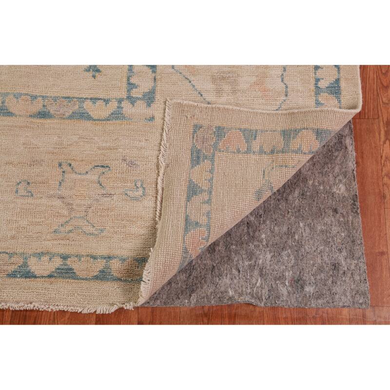 Hand Knotted Oriental 100% Wool Carpet Transitional All-Over Beige & Ivories Oushak Area Rug - 13' 5'' X 10' 1''