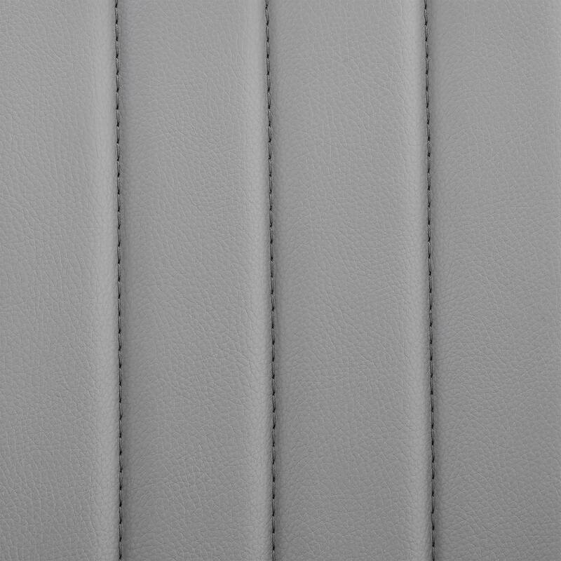 Swivel Barstool with Channel Tufted Leatherette Seat, Gray