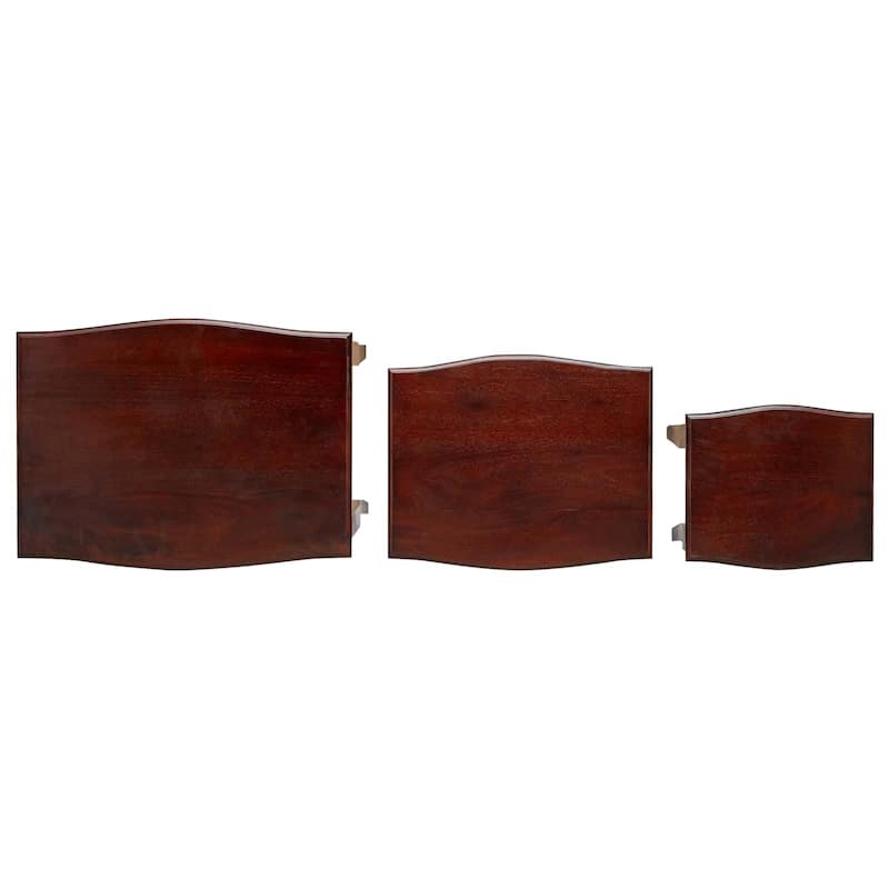 vidaXL Nesting Side Tables 3 pcs Brown Solid Mahogany Wood - 23.62 x 17.72 x 23.82 in
