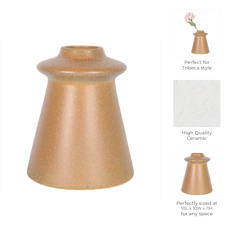 Ceramic Glazed Finish Flowers Vase Modern Decorative Accent Home Decor