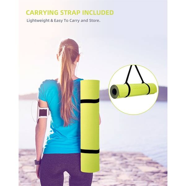RIGID FITNESS 6mm Anti-Slip TPE Yoga Mat with Strap, Bag - Knee Support