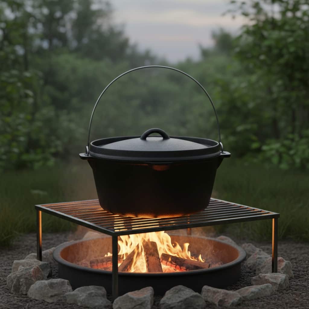HomeRoots 12" Black Cast Iron Dutch Oven Stock Pot - 12.25 in. x 6.00 in. x 12.25 in.