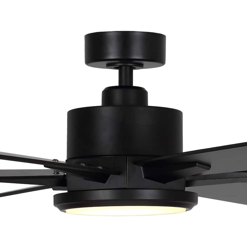 65" Black Modern Large Ceiling Fan with LED Light and Remote