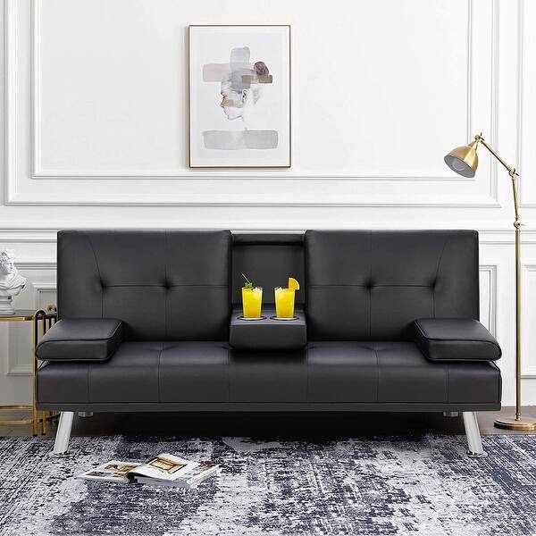 Futzca Modern Faux Leather Couch, Convertible Futon Sofa Bed for Living ...