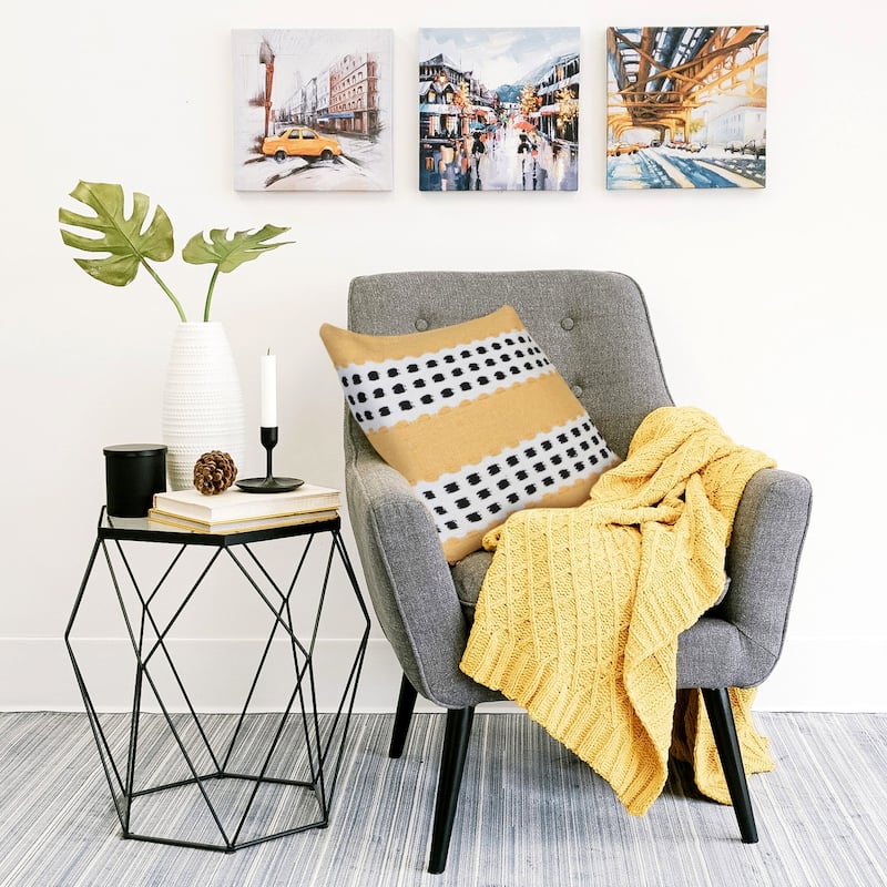 Sevita Industrial Woven Dash Grid Striped Throw Pillow