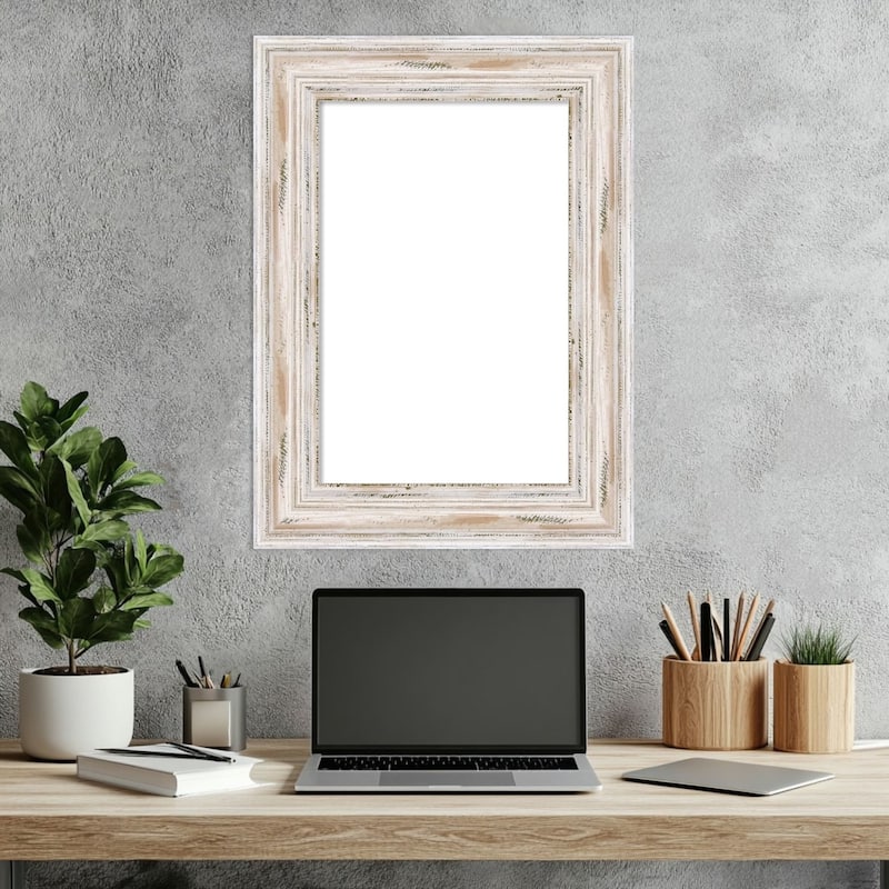 Amanti Art Alexandria Greywash Framed Dry Erase Magnetic Board