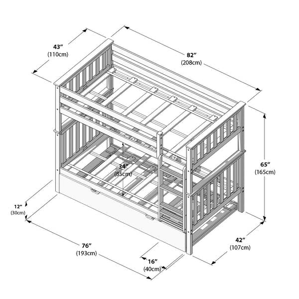 dimension image slide 2 of 5, Max and Lily Twin over Twin Bunk Bed with Trundle