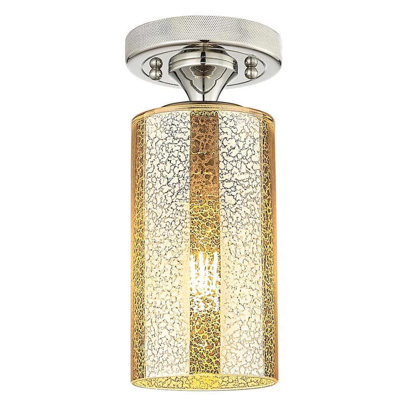 Innovations Lighting Downtown Urban - Crown Point - 1 Light 7" Flush Mount Light - Polished Nickel/Mercury Shade