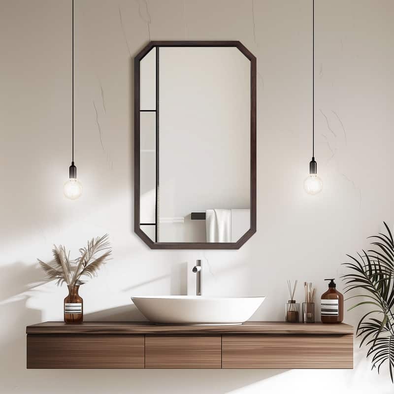 Rustic Wood Bathroom Mirrors for Wall Mounted for Living Room or Bedroom Vanity Mirror