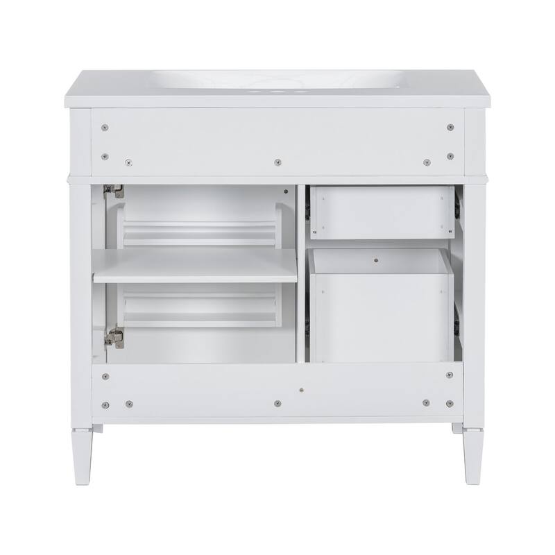 36 inch Solid Wood and MDF Freestanding Bathroom Vanity Set with Integrated Ceramic Sink - 36'' x 33''