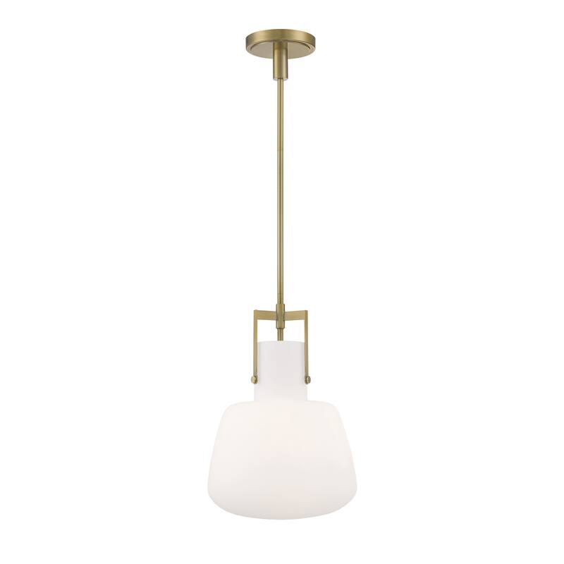 Izel 10-inch Wide 1-Light Pendant in Antique Brass - Antique Brass, Goard - 12in W x 12in D x 18in H