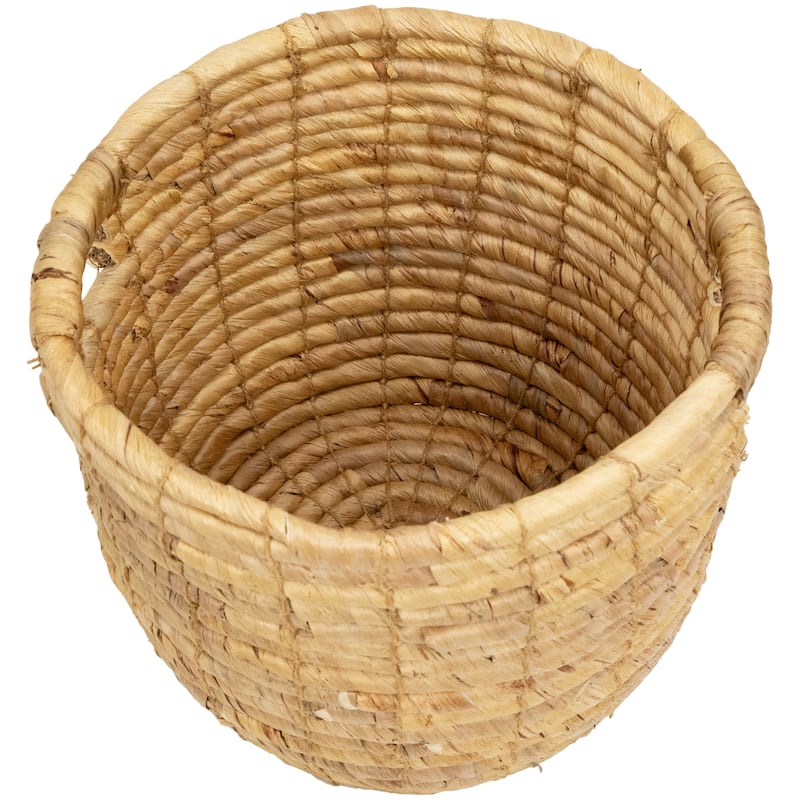 Set of 3 Bisque Woven Round Water Hyacinth Storage Baskets 13.75" - 13.75
