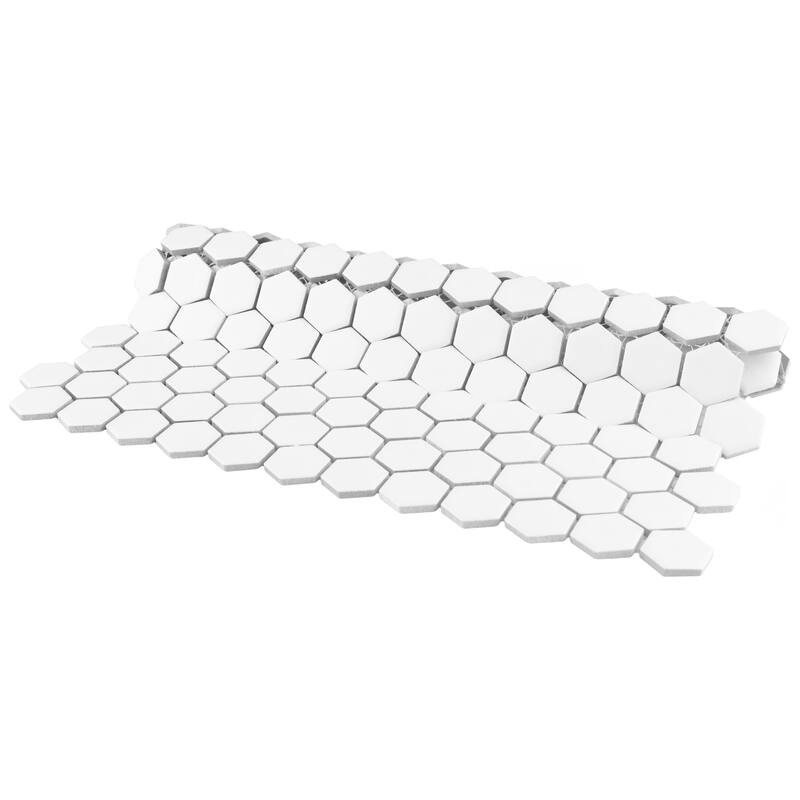 Merola Tile Hudson 1" Hex Matte White 11-7/8" x 13-1/4" Porcelain Floor and Wall Tile