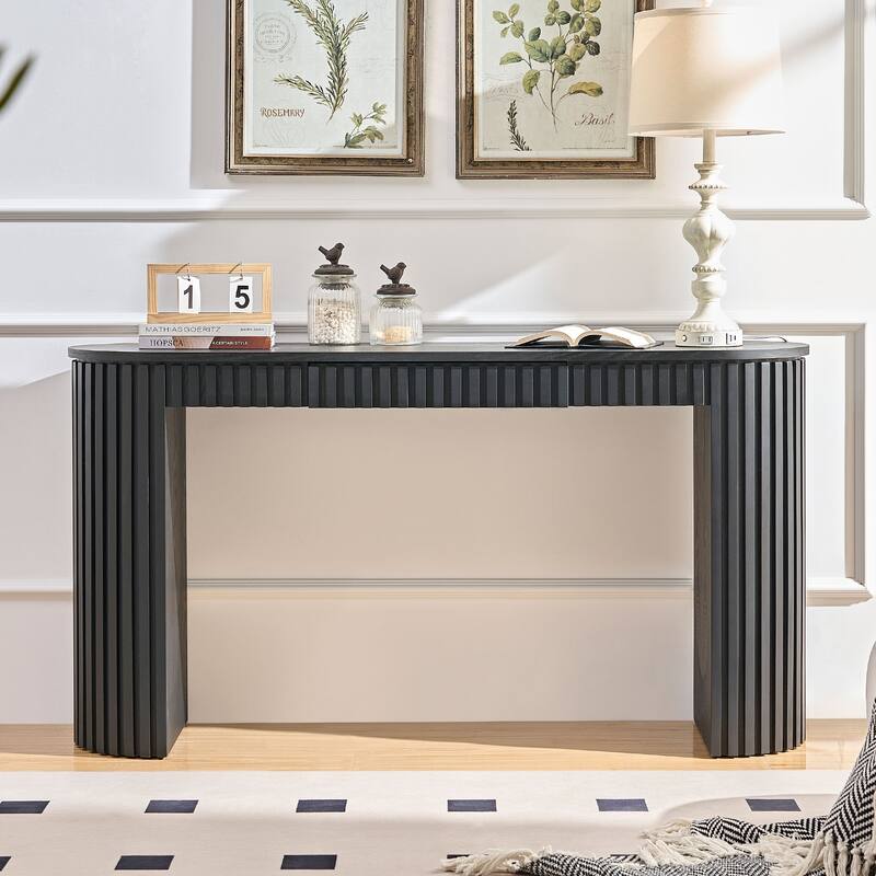 59.05''Console Table With Drawer For Entryway With Unique Vertical Stripe Design