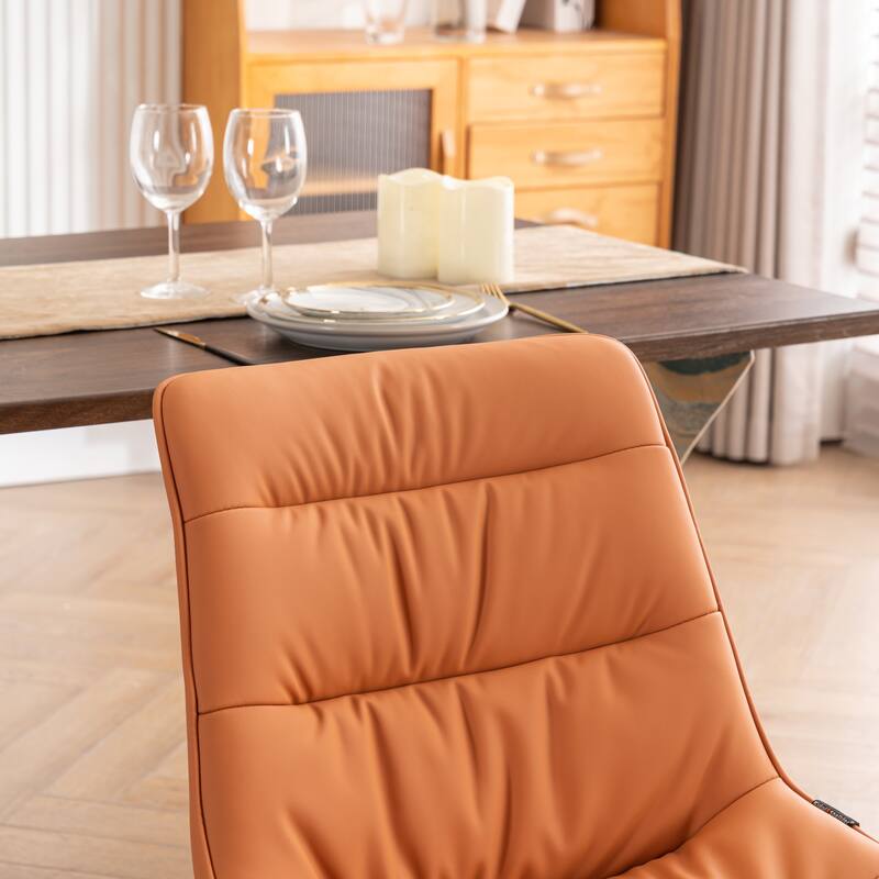 Faux Leather Dining Chairs Set of 2, Modern Upholstered Seat