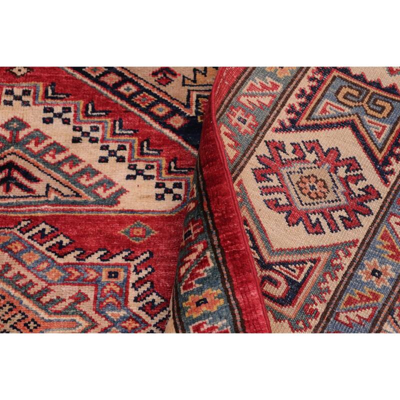 Tribal Super Kazak Alessandra Red/Natural Hand Knotted Wool Rug - 5'11'' x 7'4''