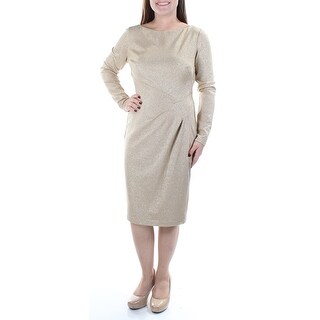 Shop Ralph Lauren Womens Gold Ruched Glitter Long Sleeve Boat Neck